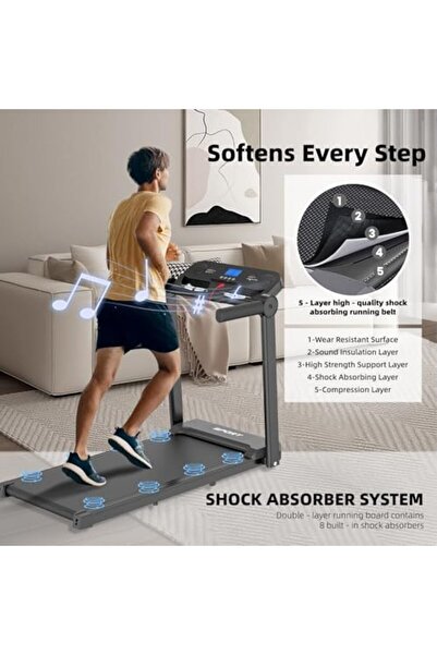 Rovyfota Folding Treadmill, Foldable Fitness Equipment with LCD for Walking & Running