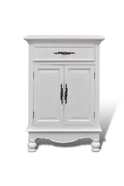 vidaxl خزانة خشبية ذات بابين ودرج واحد باللون الأبيض