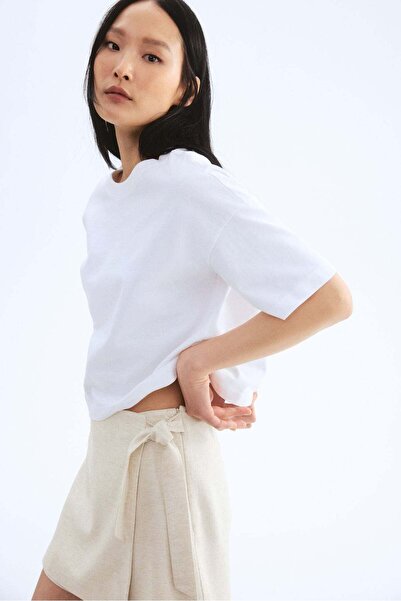 H&M تنورة من مزيج الكتان