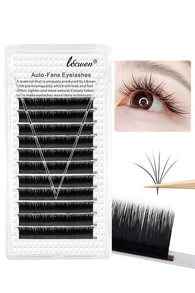 L&Wen Auto Fans Fake False Eyelashes for Extension Grafting D Curl 0.03 Thick Blooming Lashes (10mm)