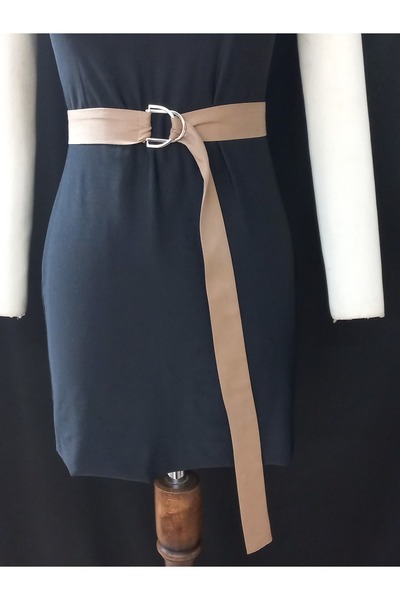 es moda shop Zey Buckle Detailed Linen Belt Belt Tan