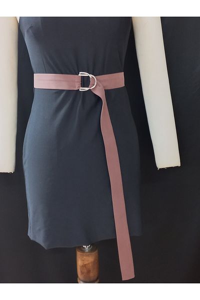 es moda shop Zey Buckle Detailed Linen Belt Belt Dried Rose