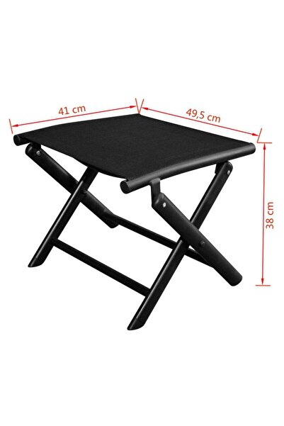 vidaxl Folding Footstool Black Aluminium and Textilene