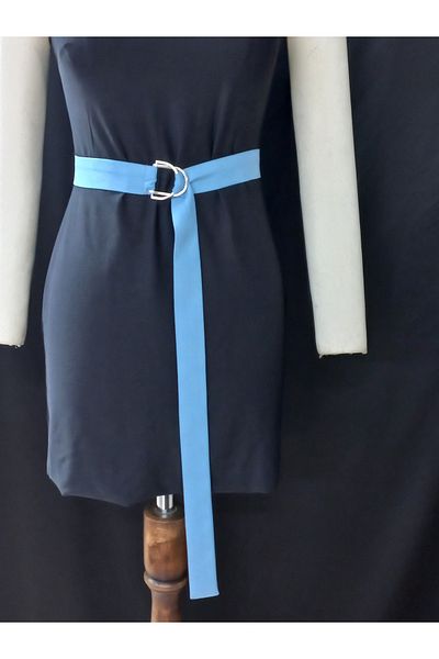 es moda shop Zey Buckle Detailed Linen Belt Belt Blue
