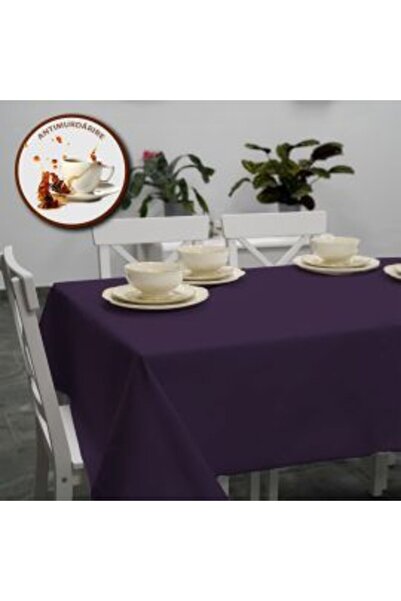 Ralex Stain-Resistant Cotton Tablecloth, 140 cm, Solid Purple