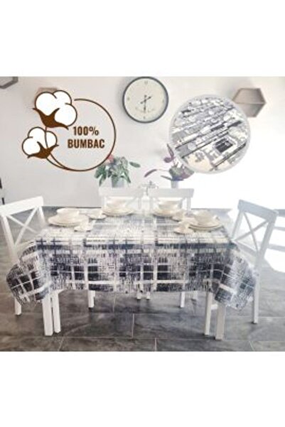 Ralex Stain-resistant Tablecloth 100% Cotton Diameter 160 cm, Gradient Grey