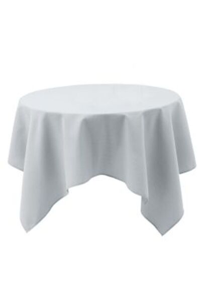 Ralex Față de masă albă rezistentă la pete, 100% bumbac, rotundă, 320 cm, tip...