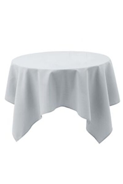 Ralex Față de masă albă antipete, 100% bumbac, rotundă, 280 cm, pentru evenim...