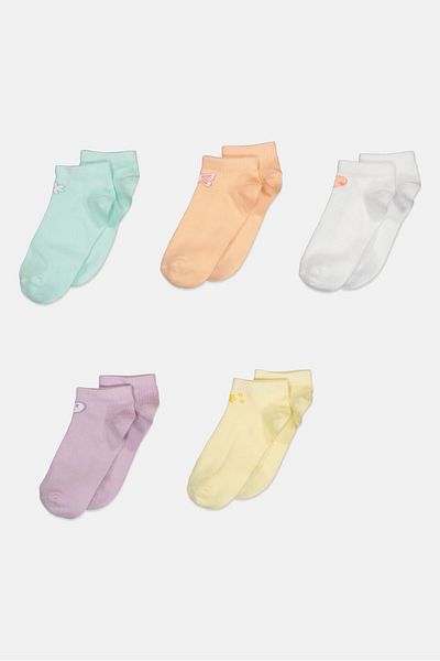 Bebe Kids Girl 5 Pairs Graphic Print Ankle Sock, Multicolor