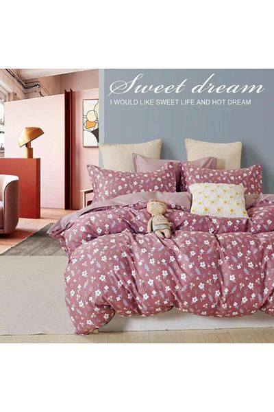 Ralex Set Lenjerie de Pat, Dimensiune Dublă, 6 Piese, 100% Percale Bumbac, Imprimeu Floral, Roșu, Pucioasa