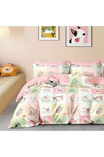 Ralex Single Bed Linen Set Percale Printed Cotton 100%, 3 Pieces, Bed Sheet 160 x 240 cm, Duvet Cover 150