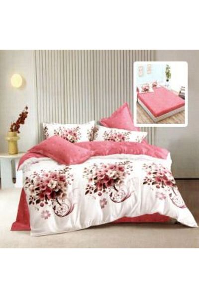 Ralex Double Bed Linen Finet Cotton 6 Pieces with Fitted Sheet 160 x 200 or 180 x 200 cm, Duvet Cover 200