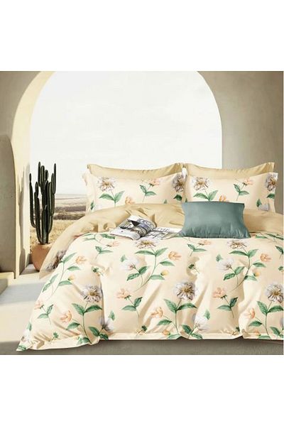 Ralex Set lenjerie de pat dublă extra mare, percalle imprimat, 100% bumbac, 6 piese, cearșaf 240 x 260 cm, Duv