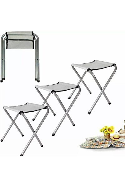 PROCART Camping table set with 4 chairs, adjustable table height, non-slip feet, aluminum, silver