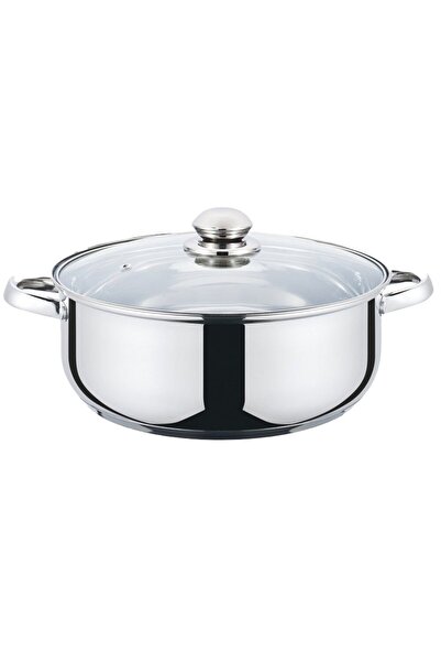 OEM Set of 2 x Stainless Steel Saucepan, Induction Hob Compatible, with Glass Lid, 26 cm, 5 l, Grunber