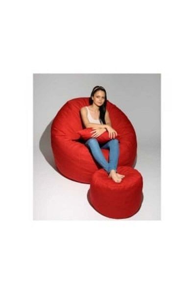 Pufrelax Set Fotoliu King Size cu Otoman (suport picioare) si Perna, Material Textil - Montana Red
