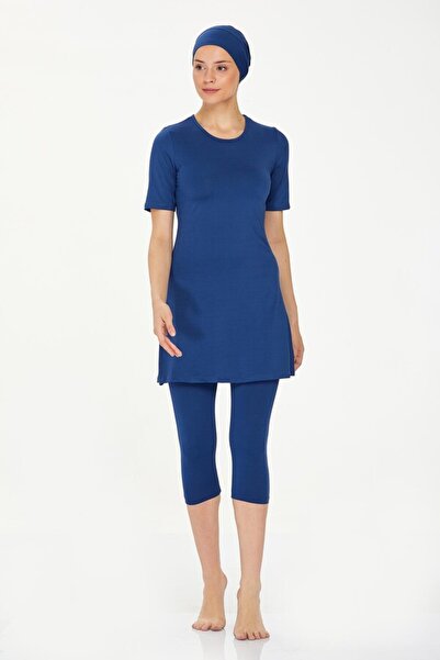 MARESİVA Navy Blue Women's Plus Size Semi-Covered Pool Swimsuit 0572-25