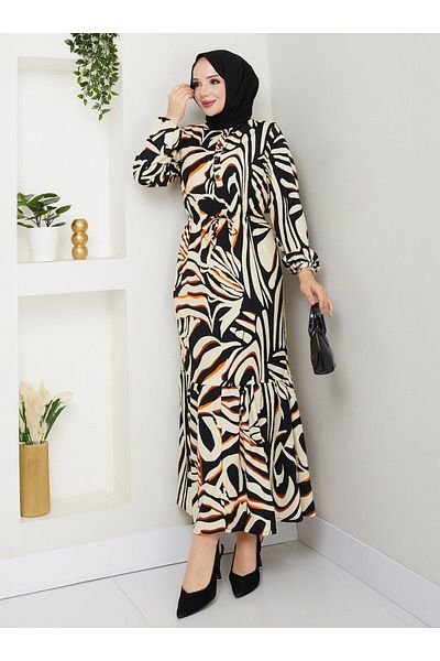 DEDEMAX Patterned Dress - Cream -