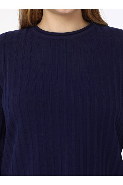 ALİA Plus Size Knitwear Sweater - Navy Blue -