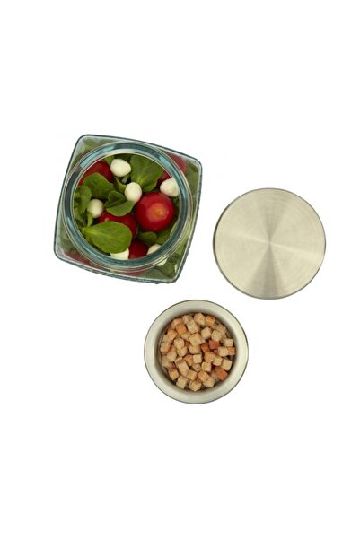 Natural Lechuga salad container, made of recycled glass