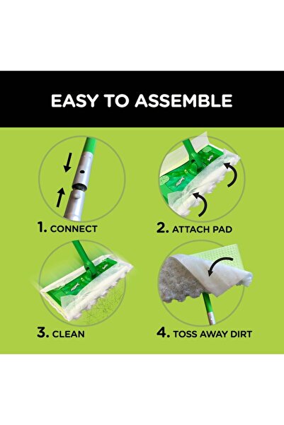 Swiffer Mop 2-in-1 Sweeper, cleaning for multiple surfaces, dry and wet, compact, lightweight, Green