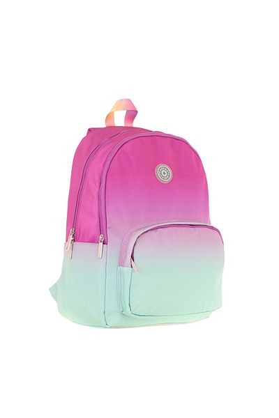 KAUKKO Geantă pentru școală primară și gimnazială cu trei compartimente pentru fete Rainbow - tranziție de culoare verde roz - K1798