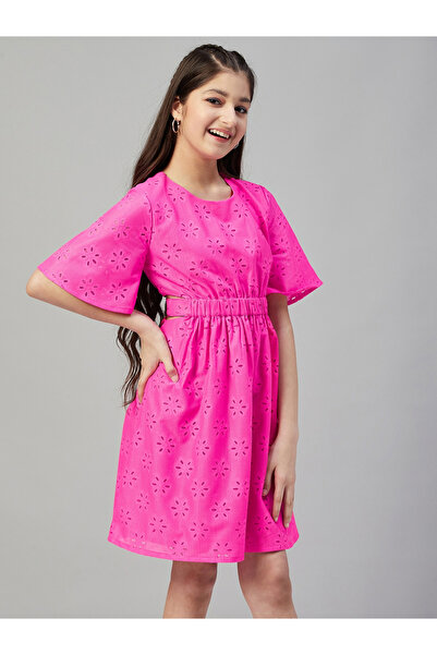 Stylo Bug By Styli Flower Lace Insert Elastic Waist Dress