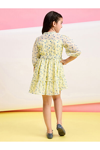 Stylo Bug By Styli Flower Print High Neck Dress with Tie Belt