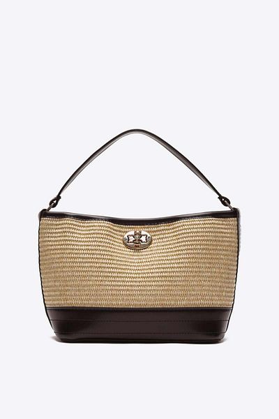Shule Bags Geantă de umăr Urban Wicker Look Interlock Maro