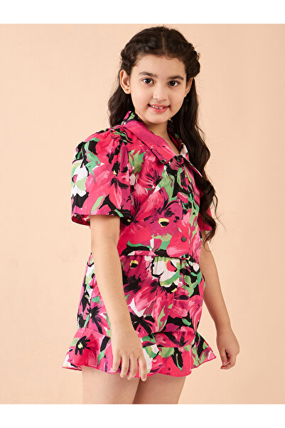 Stylo Bug By Styli Floral Print Puff Sleeves Shirt and Shorts Set