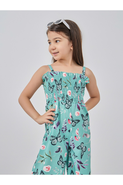 Styli Green Butterfly Print Cami Wide Leg Jumpsuit