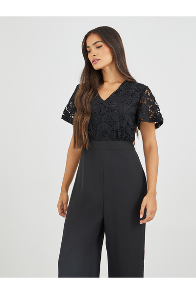 Styli Lace Insert Wide Leg Jumpsuit