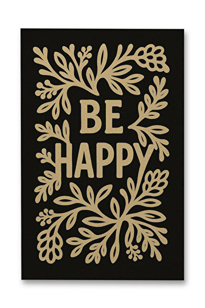 Rugs Modern Halı سجادة موسو سوداء مزخرفة بكتابة Be Happy وقاعدة منسوجة، سجادة...