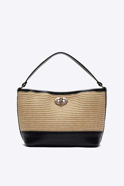 Shule Bags Geantă de umăr Urban Wicker Look Interlock Negru