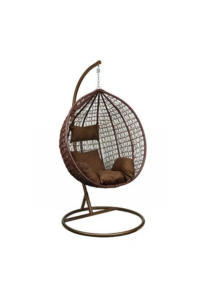 PROCART Fotoliu suspendat, cadru din oțel, perne incluse, utilizare interior/exterior, 103x107x195 cm, maro