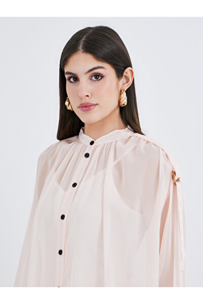 Styli Floral Printed Balloon Sleeves Shirt Midi Dress