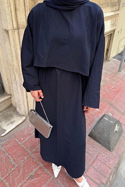 lamelif Skirted Hijab Suit Navy Blue