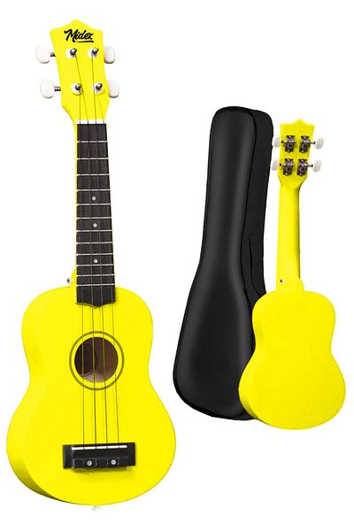 Midex UKX-901YLW Ukulele soprano galben (geantă cu curea pentru pene)