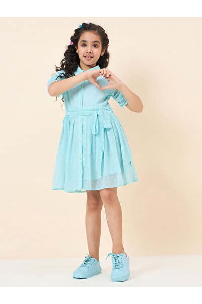 Stylo Bug By Styli Dobby Shirt Dress with Tie Belt