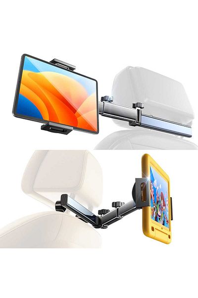 Elindor Suport auto pentru tabletă și telefon, 4,7-11 inch, cu braț extensibil și rotație la 360°, negru.