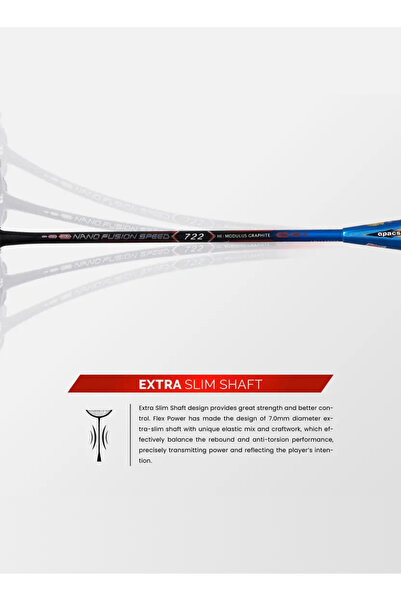 Apacs Nano Fusion Speed 722 Unstrung Japanese Graphite Badminton Racket | 76g, 30 LBS Tension | Blue