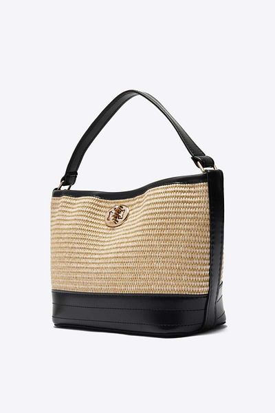 Shule Bags Geantă de umăr Urban Wicker Look Interlock Negru
