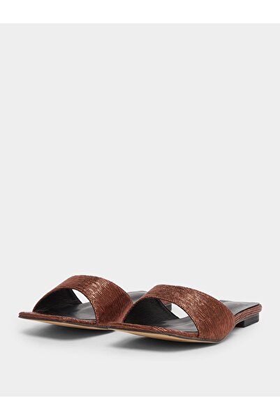 Styli Textured Slip-On Flat Sandals