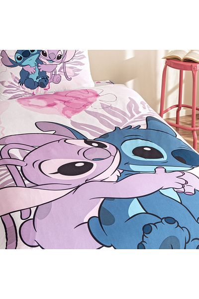 Taç Set de lenjerie de pat din bumbac Lilo&Stitch cu licență