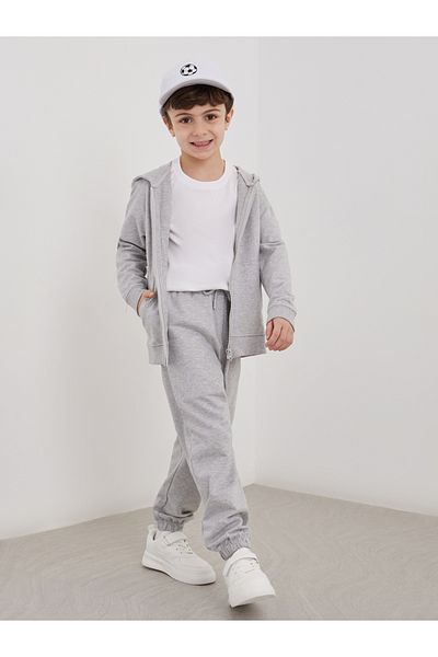 Styli Grey Cotton Cuffed Joggers with Pockets