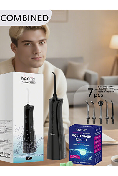 Youtrico مجموعة أدوات تنظيف الأسنان بالماء H2ofloss مع أقراص غسول الفم ومنظف ...
