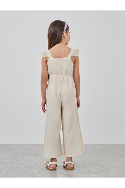 Styli Floral Embroidery Ruffle Hem Wide Leg Jumpsuit