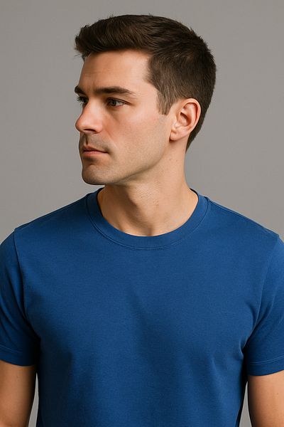 UOMOPARK 2020-2 Tricou casual cu decolteu negru, 100% bumbac, cu croiala normală