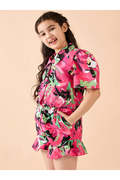Stylo Bug By Styli Floral Print Puff Sleeves Shirt and Shorts Set