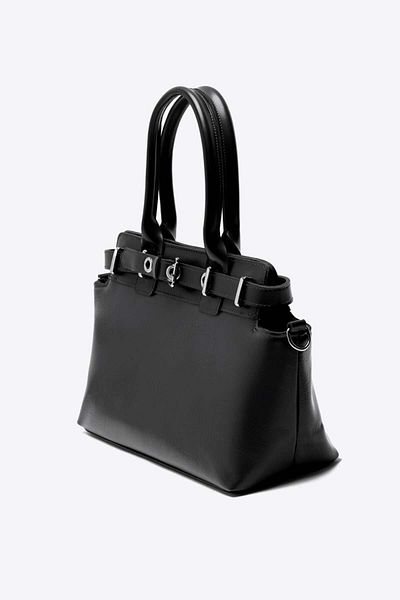Shule Bags Geantă de umăr cu cataramă dublă neagră